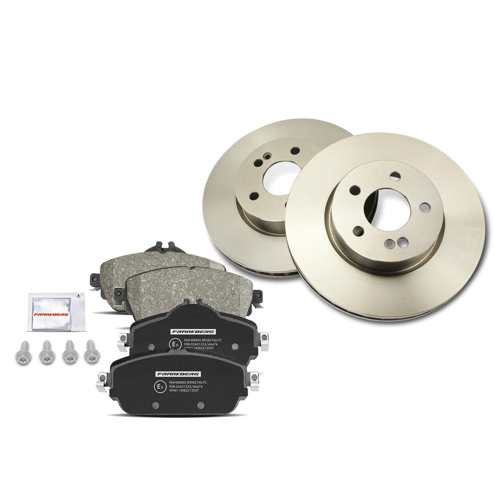 Frankberg Bremsensatz inkl. 2x Bremsscheiben + 4x Bremsbeläge Vorne Kompatibel mit C-Klasse T-Model S205 C-Klasse W205 C-Klasse Cabriolet A205 Replace# 0004208700