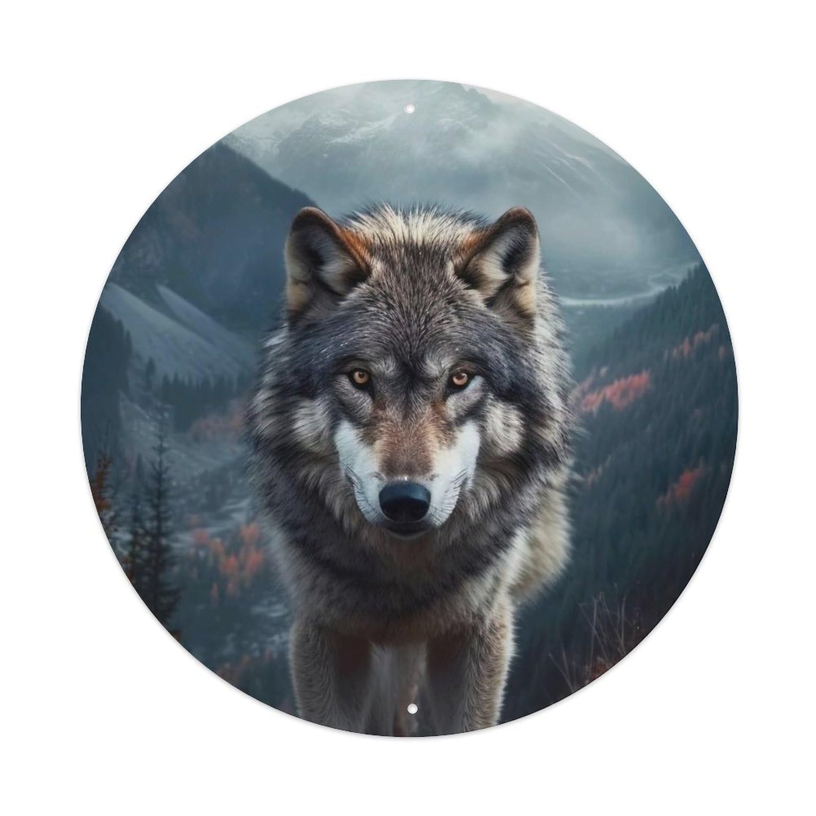 Animal Wolves on The Rocks Metal Tin Sign