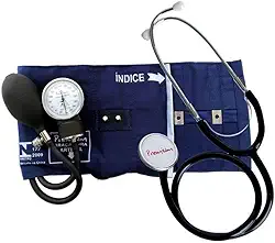 Conjunto Esfigmomanômetro Aneróide Fecho de Metal com Estetoscópio Premium