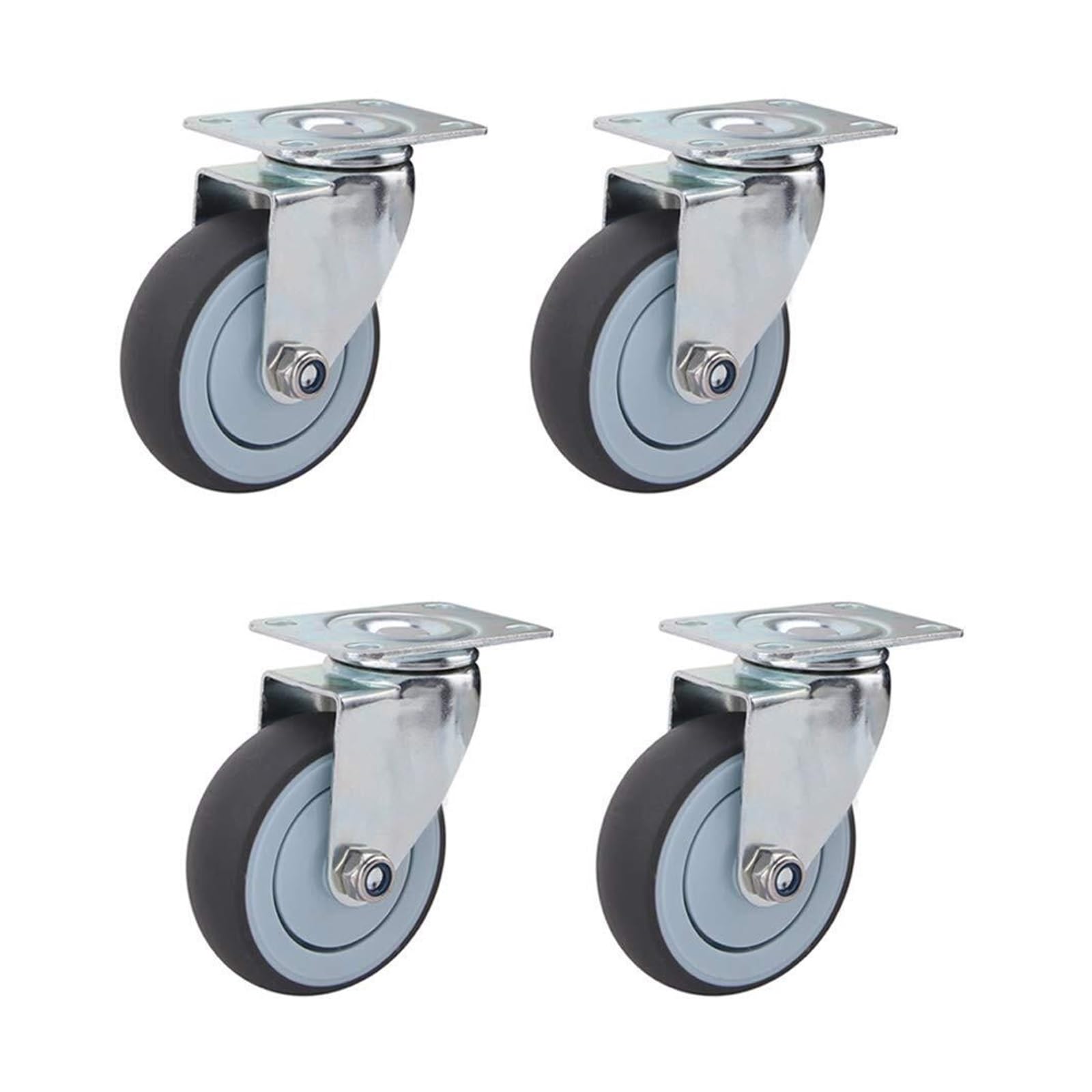 GYRAZXS Heavy Duty Blue TPR Rubber Caster Wheels 4X Swivel Industrial Casters for Trolley Furniture Mute Workbench