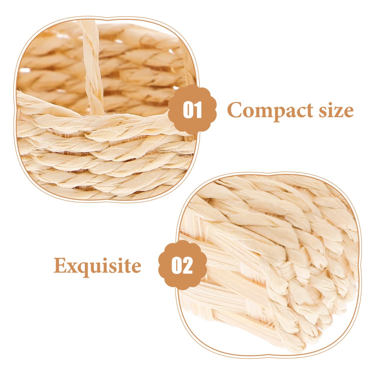 Toyvian Miniature Raffia Set 2pc Handmade Woven Dollhouse Accessories for Miniature Decor Photography Props Elegant Portable Mini Storage - Image 3