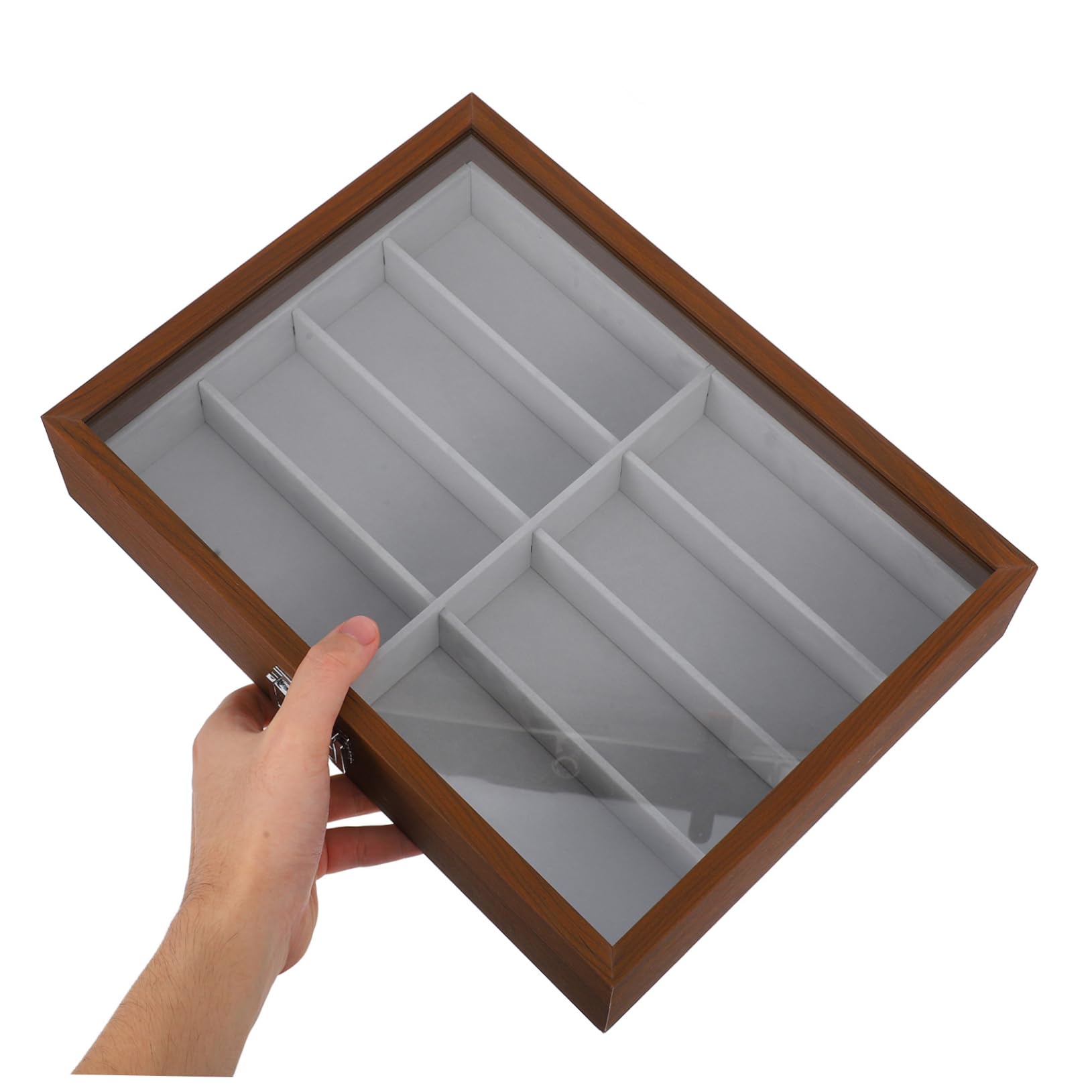 SOLUSTRE Organizer Stilvolle Sonnenbrillen Aufbewahrung Sonnenbrillenbox mit 8 Fächern Holz Tragbares Brillen Display mit Displayfunktion für Sommerfest und Reise