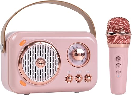 Altavoz Bluetooth portátil con juego de micrófono, altavoz Bluetooth retro con máquina de karaoke en casa, micrófono de karaoke portátil de mano