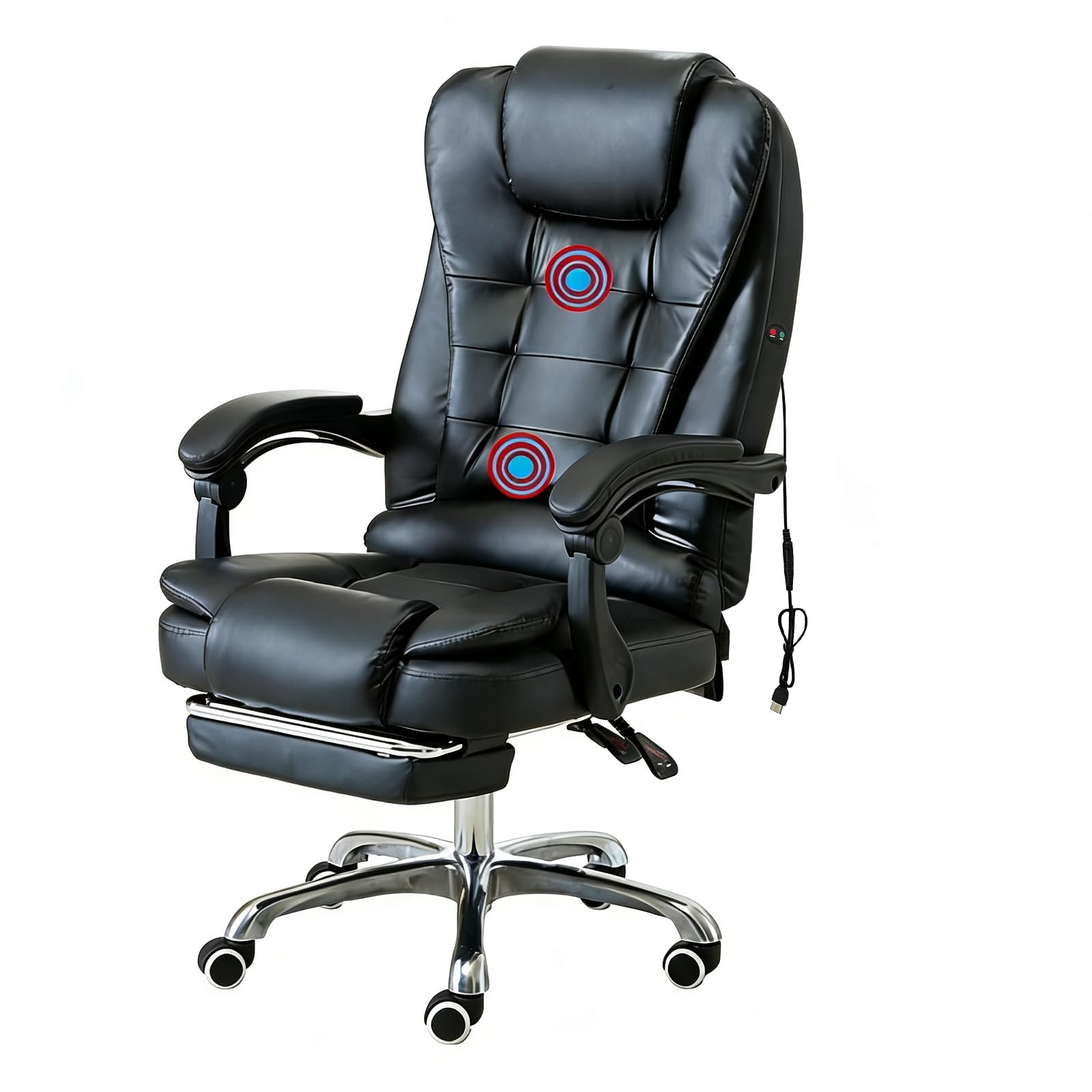 Krzesło biurowe – ergonomiczne krzesło biurkowe z podparciem lędźwiowym zagłówek, regulowane, wyściełane podłokietniki, wygodna poduszka do siedzenia, wysokie oparcie, krzesło kierownicze