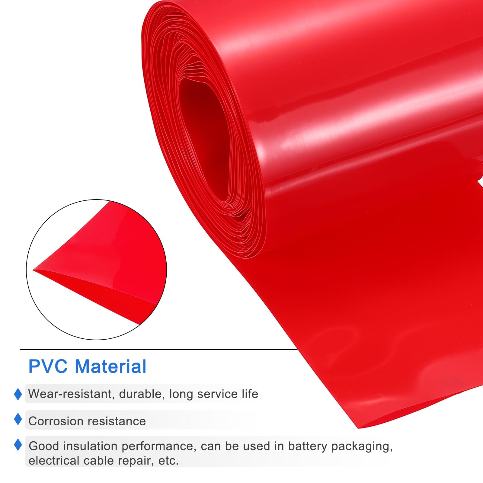 QUARKZMAN Tubo Termorestringente PVC 55mm Dia 85mm Piatto 33 Piedi (10m) Rosso Kit Tubi Termorestringenti per Batteria Guaina Termorestringente Buona Isolazione per Pacco Batterie