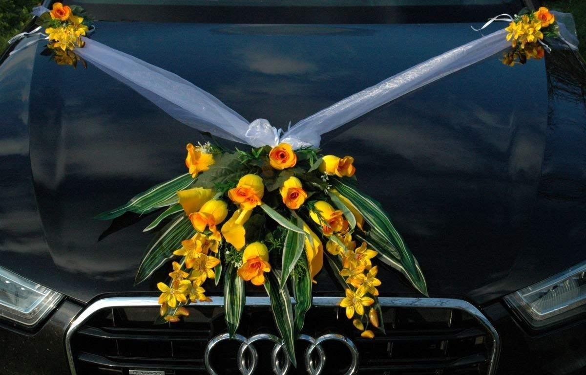 Spitze Strauss car jewellery rose decoration wedding Gelb 5, Yellow 5, Universal