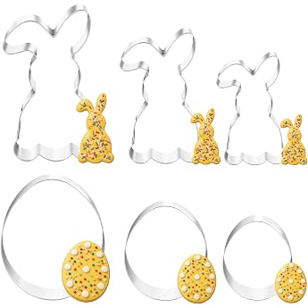 Set of 6 Easter cookie cutters 12.8/8/5.5 cm large Easter bunny egg cookie cutters stainless steel biscuit cutters Easter bunnies Easter eggs cookie cutter for DIY baking children Easter cookie cutter