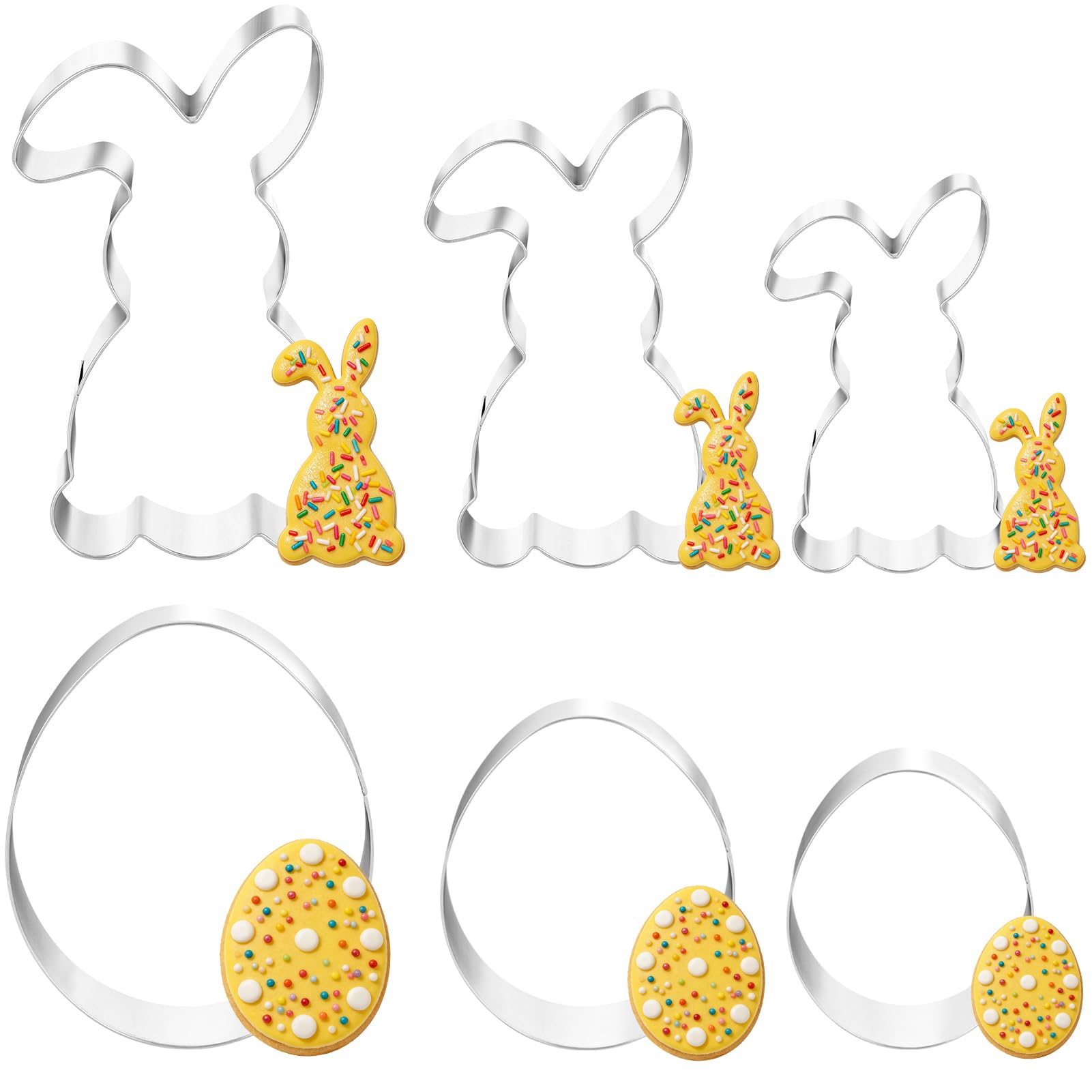 6 Stück Ausstecher Ostern Set,12,8/8/5.5cm Groß Osterhasen Ei Ausstechformen Edelstahl Keksausstecher Ostern Hasen Ostereier Ausstechform Oster für DIY Backen Kinder Osterausstecher