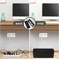 Vista 6 de Cable Management Box - Large Cable Organizer Box to Hide Wires & Power Strips, TV & Desk Computer Wires, Cord Organizer Box for Home & Office, Black