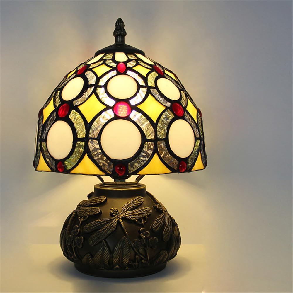 American Retro Lampada da Tavolo di Lusso Creatività Soggiorno Camera da Letto Lampada Studio Villa Hotel Vetro Colorato Scrivania Luce (Stile 29)