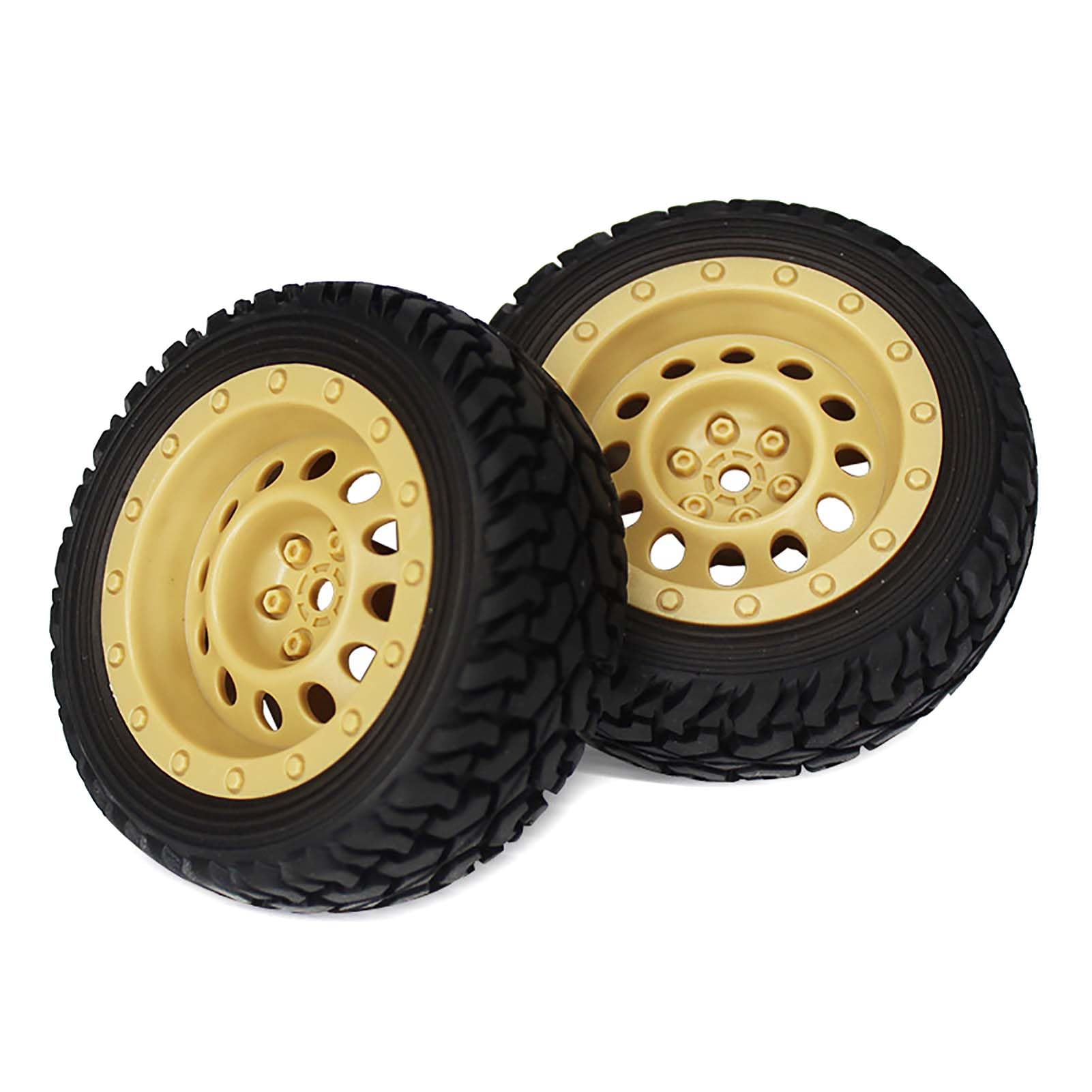 Pneumatici In Gomma E Ruote In Plastica Per Auto RC 1/10 E 1/16 – 75 Mm, 6 Raggi, Esagono 12 Mm – 4 Pezzi (Verde)