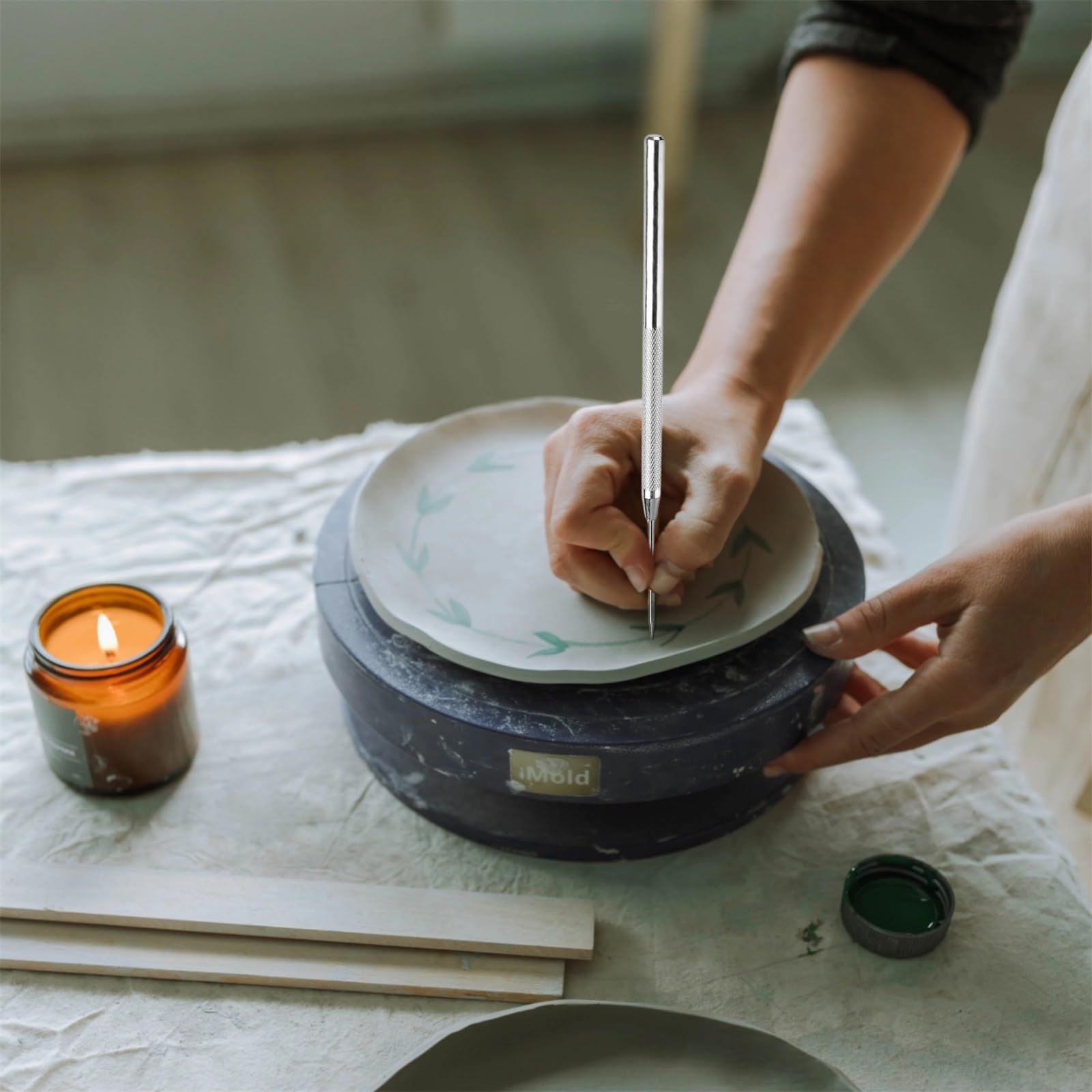 2 PCS Clay Needle Tools, Polymer Clay Sculpting Tools, Stainless Steel Pottery Tools, Air Dry Clay Tools for Dotting Sewing Modeling Carving