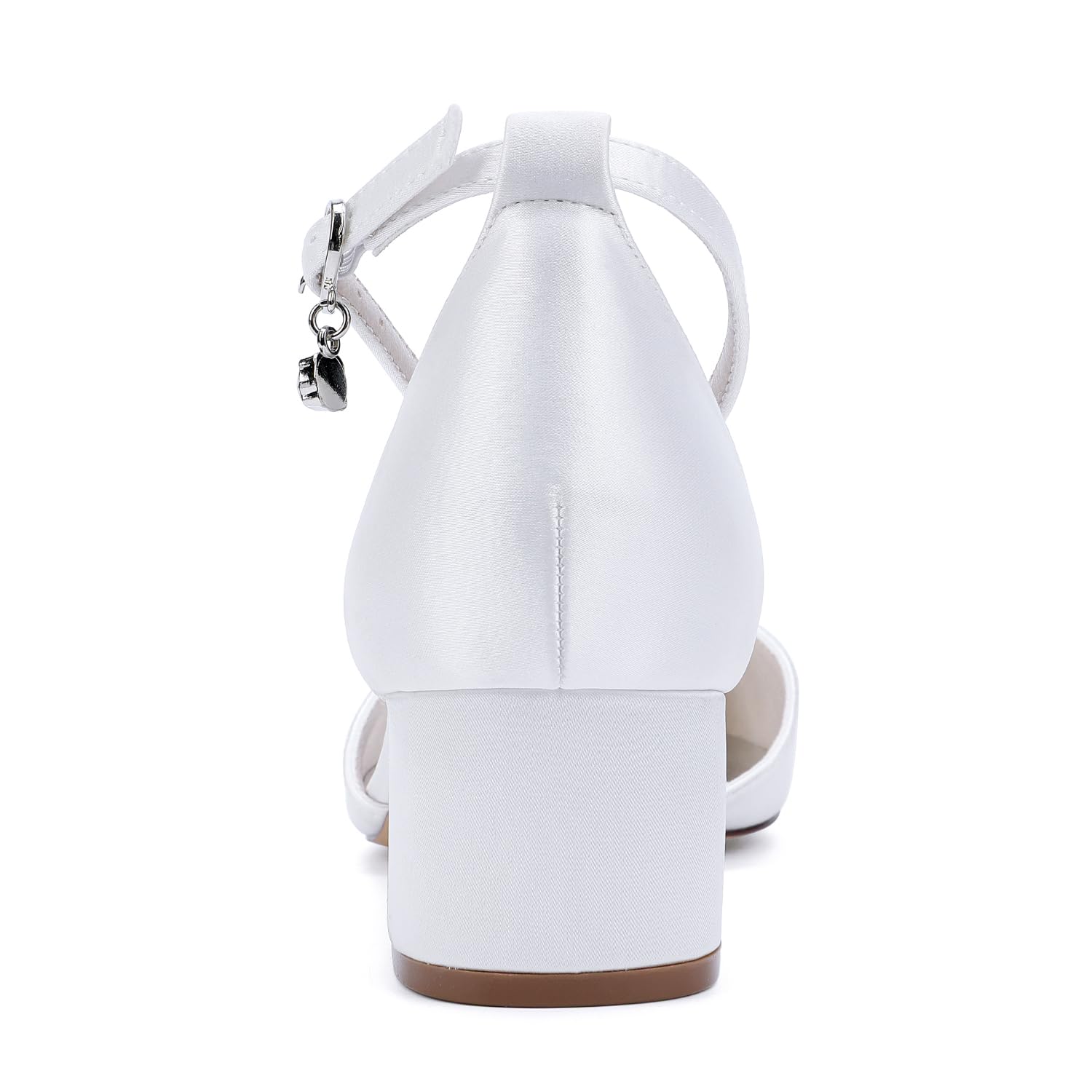Scarpe da Sposa comode con Tacco Basso e Blocco da Donna Chiuse con Punta affilata Cinturino alla Caviglia décolleté in Raso Scarpe Eleganti con Tacco Basso