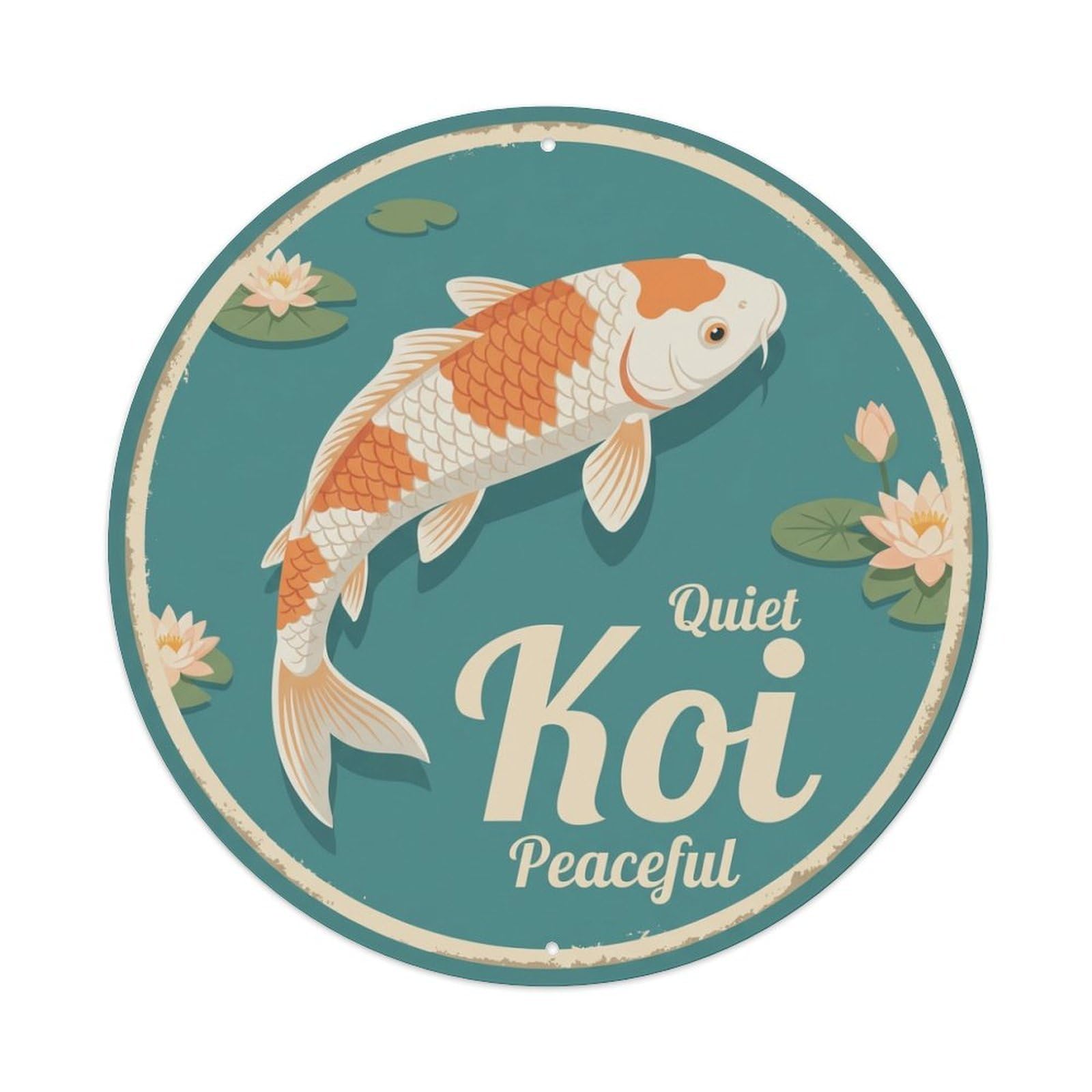 Tgrcjimh Style Metal Tin Sign Koi Fish Pure Clear Bright Japan Retro Art