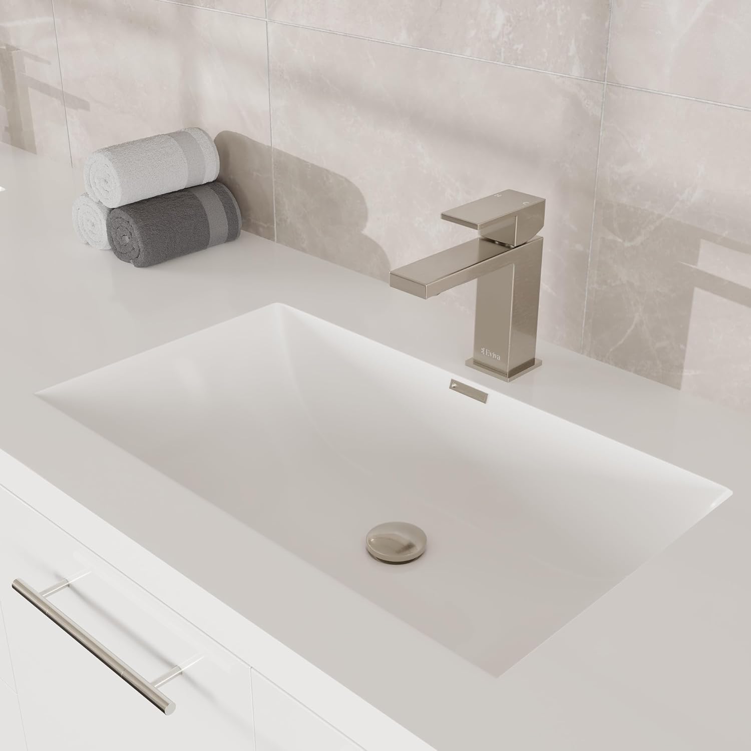 Eviva Lumina 84 in. White Wall Mount Double Sink Bath Vanity with Acrylic Top and Integrated Sinks
