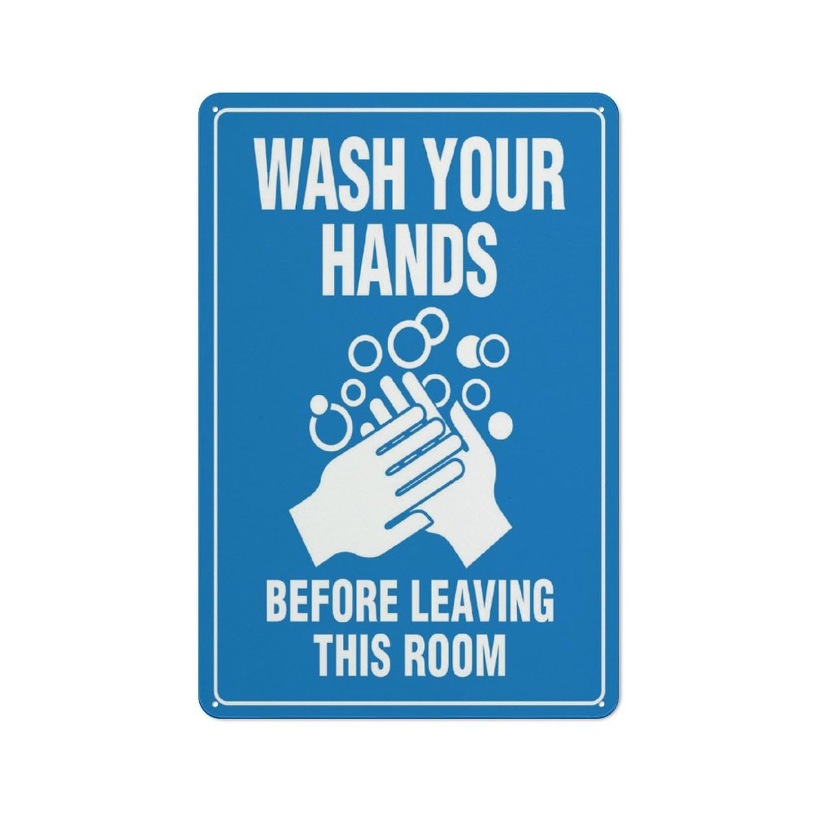 Wash Your Hands Before Leaving This Room Sign, 8x12 Inch Tin Wall Decor for Garden & Yard