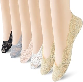 6 Pairs No Show Socks Lace Women No Show Liner Socks Womens No Show Socks Thin Low Cut Casual Socks Non Slip