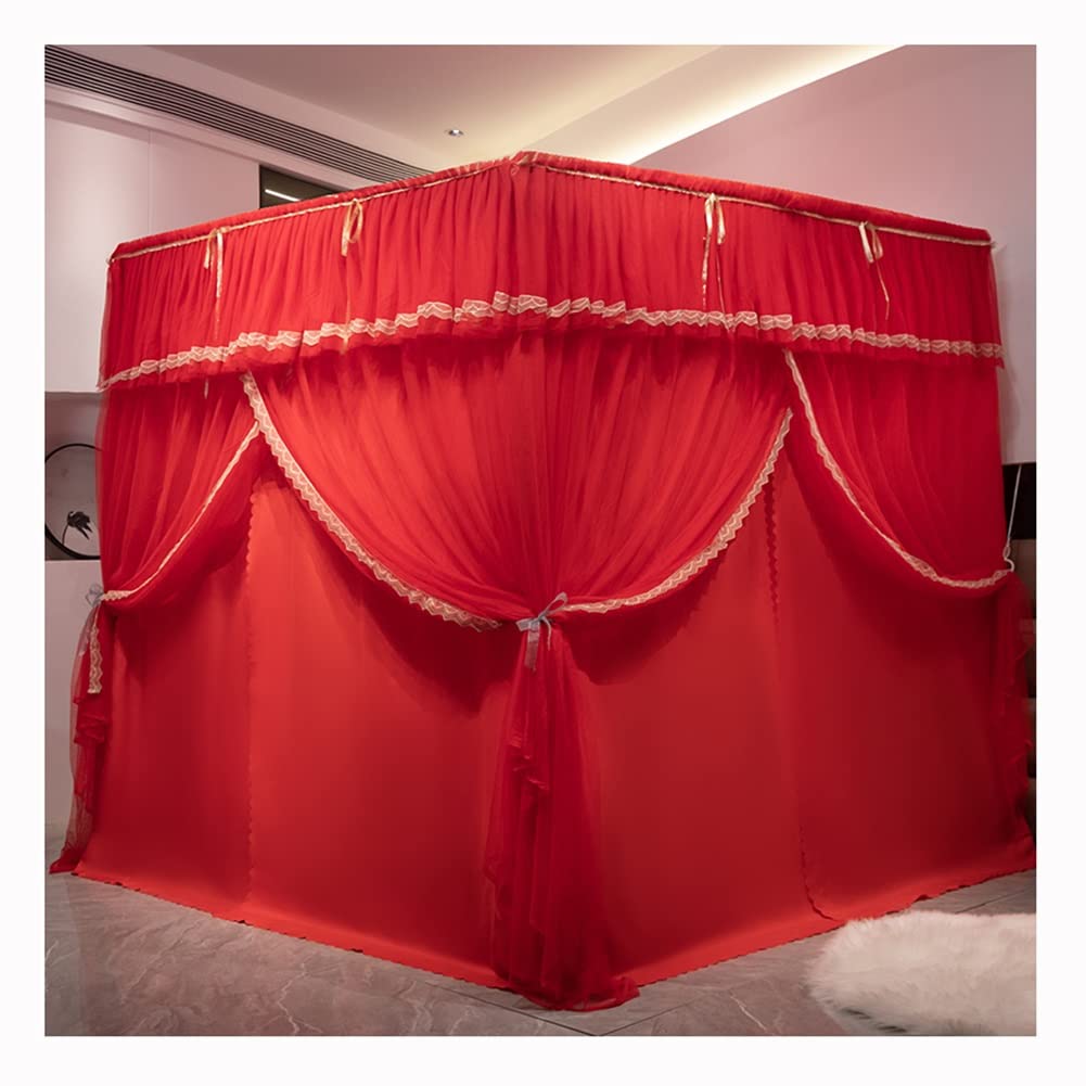 Moustiquaire de lit double couche anti-insectes à hauteur réglable rouge