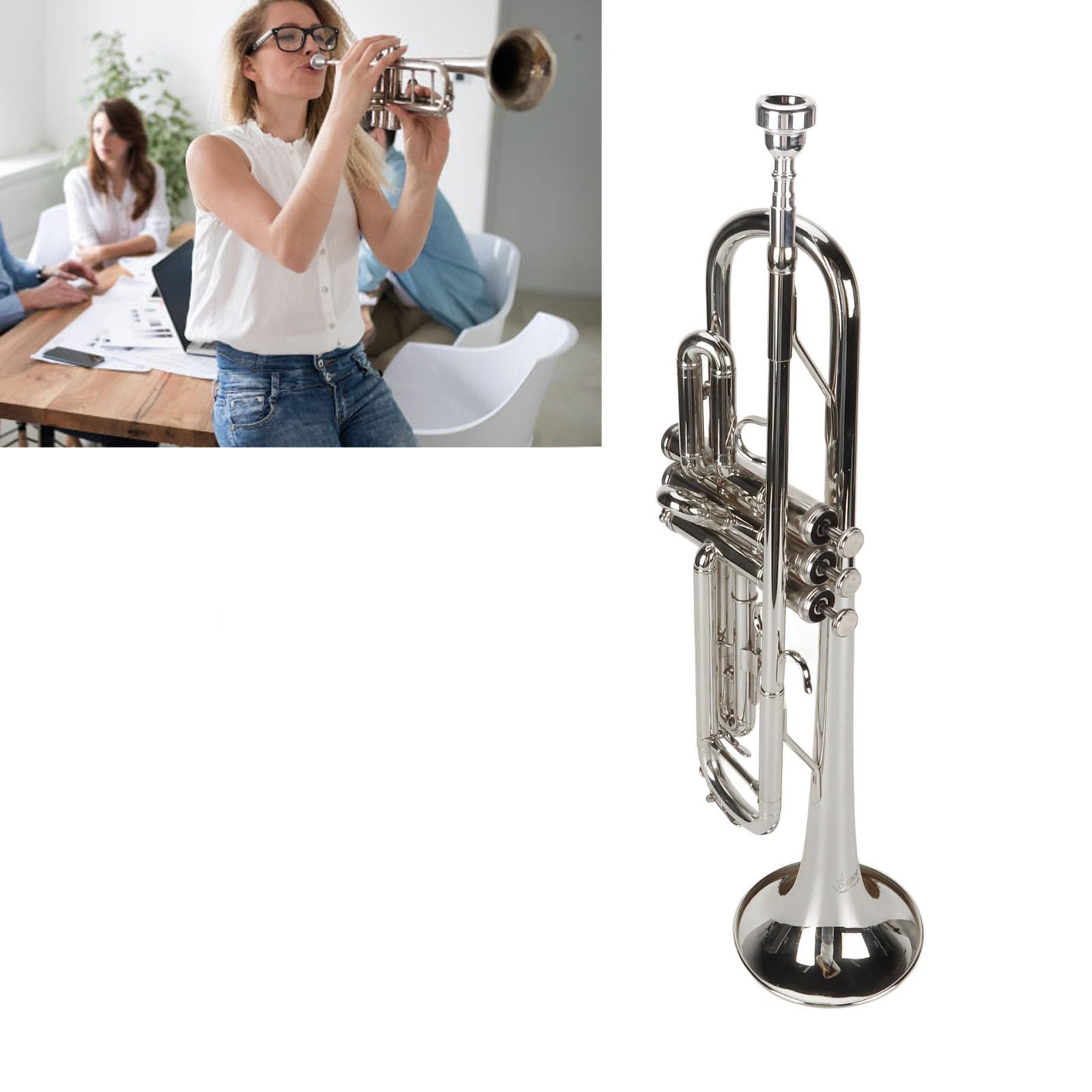Tromba in Sib, Set di Tromba Standard in Sib Professionale con Bocchino e Panno per la Pulizia, Strumento a Fiato per Tromba per Studenti Bassi per Studenti, Principianti, Adulti