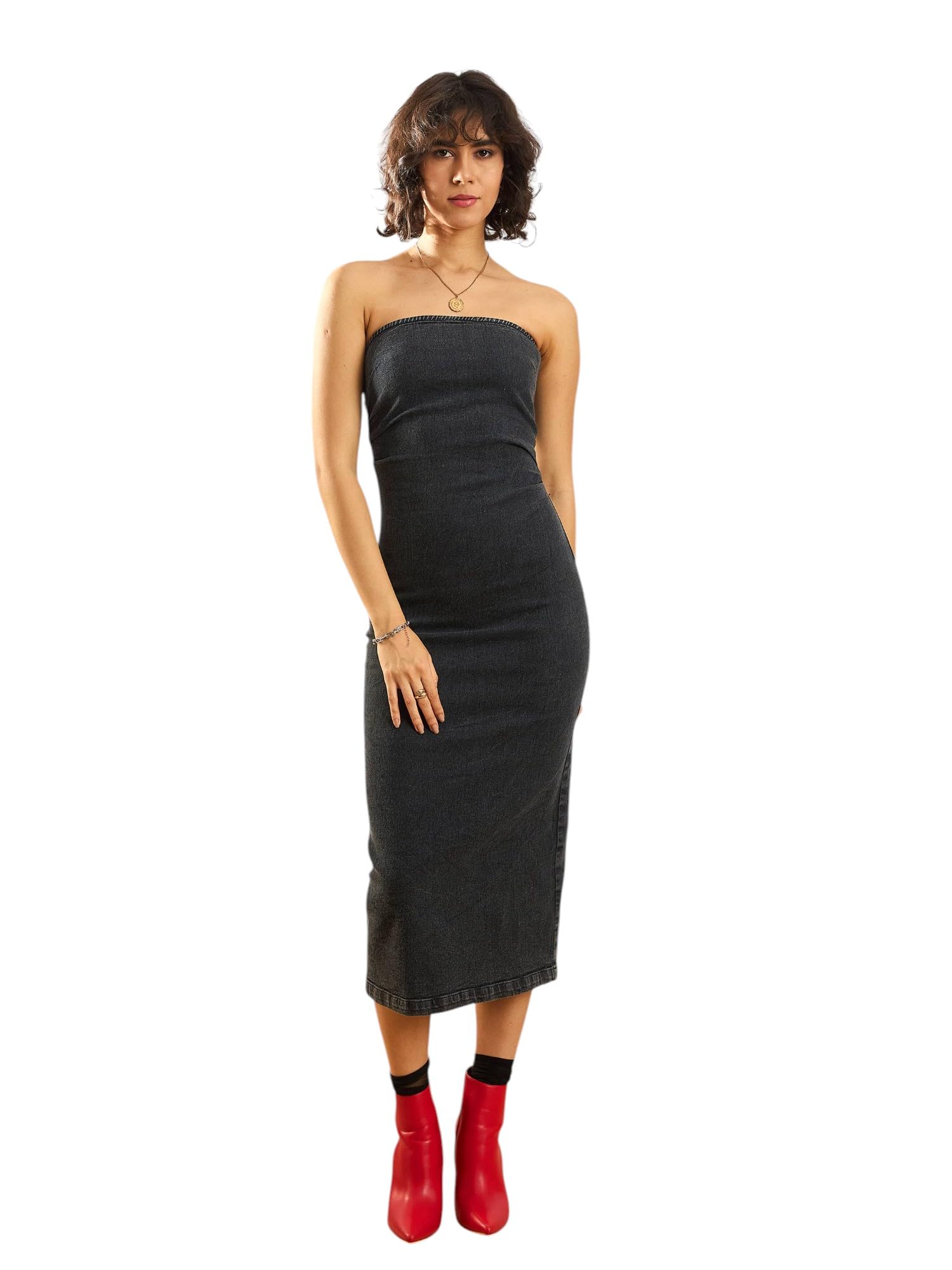 sassafras Women’s Strapless Denim Tube Dress – Elegant-picture-31