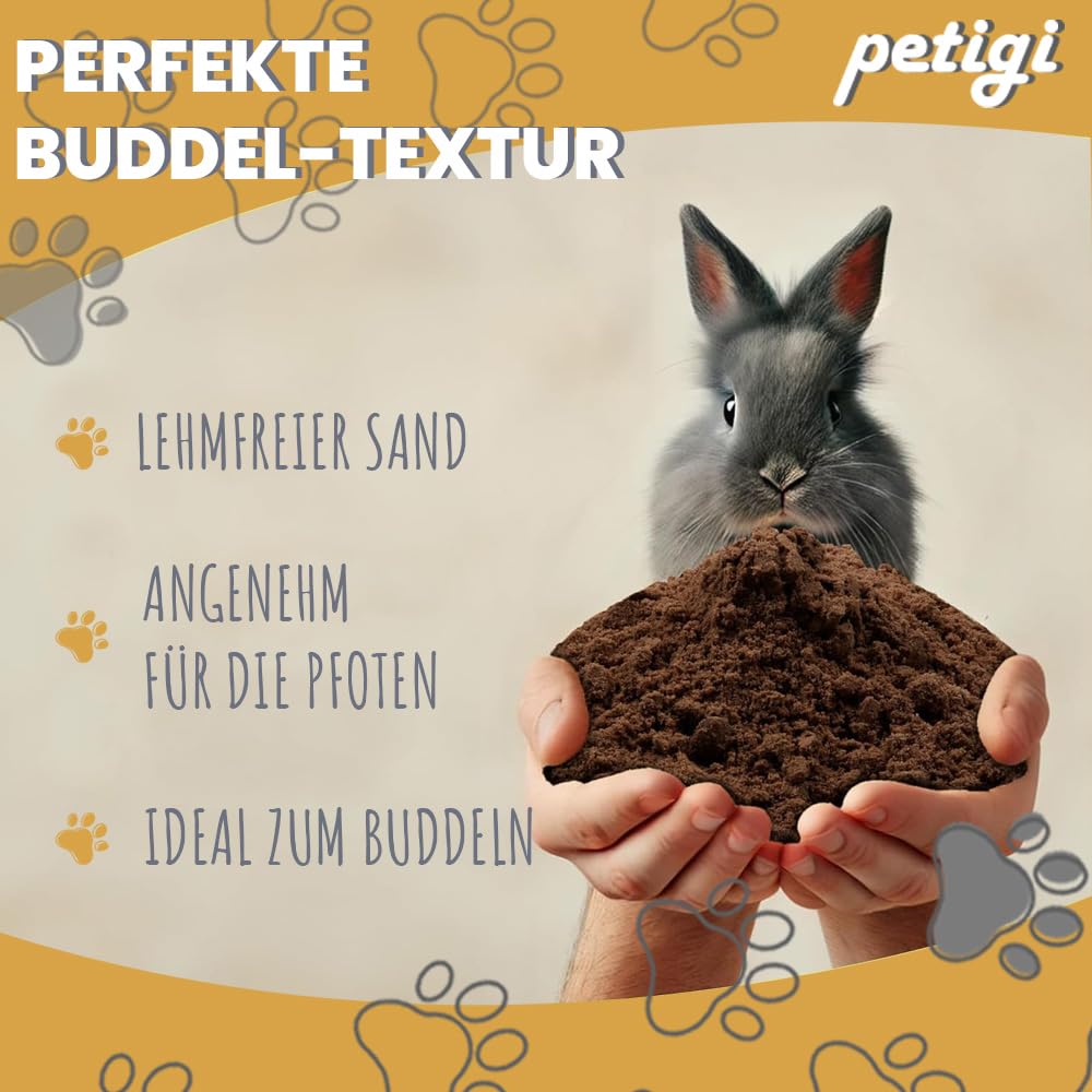 Petigi Piasek dla królików, 50 kg, do skrzynek buddyjskich dla królików, zajęcy, szynszyli, nadaje się do wrażliwych łap, bez dodatków chemicznych i zanieczyszczeń, bez gliny