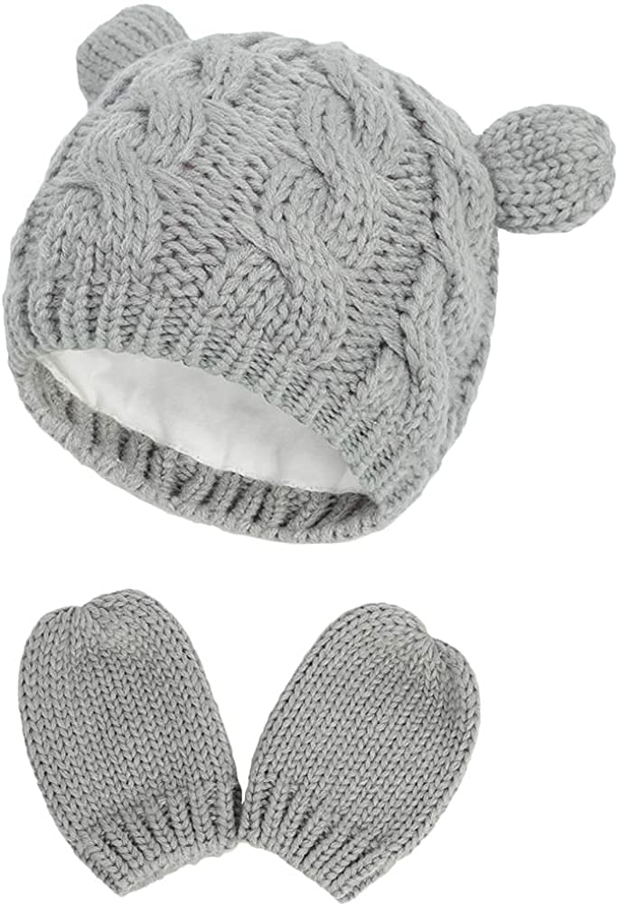 DRESHOW Baby Hat Glove Set Soft Newborn Mittens Baby Girl Boys Knitted Toddler Cap Infant Winter Beanie Mitten Sets