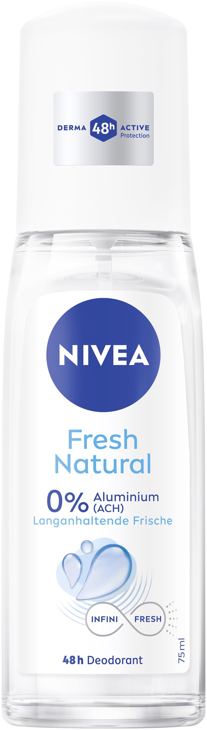 NIVEA Fresh Natural Deo Zerstäuber, Deospray ohne Aluminium (ACH) mit sanfter Pflege, antibakterielles Deodorant mit 48h Schutz & einzigartiger INFINIFRESH Formel (75 ml)
