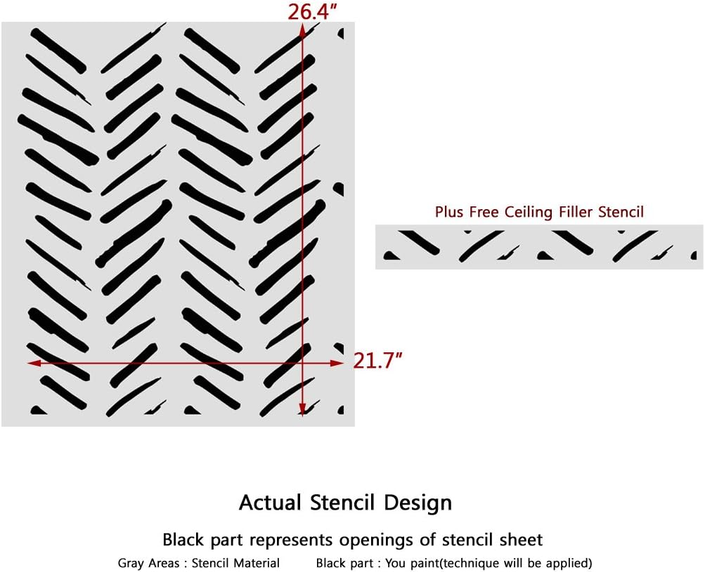 Wall Herringbone Simple Allover Stencil Scandinavian Stencil Pattern for DIY Projects