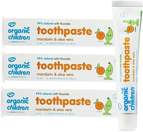 Green People Organic Children Mandarin and Aloe Vera Fluoride Toothpaste Bundle - Vegan, Organic & Cruelty Free, 3X 50ml
