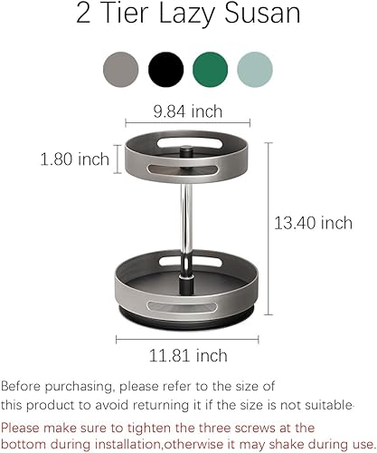 Miniatura 5 de Organizador Lazy Susan de 2 niveles para cocina, tocadiscos para gabinete, organizador de mesa giratoria para organización de mesa de despensa de