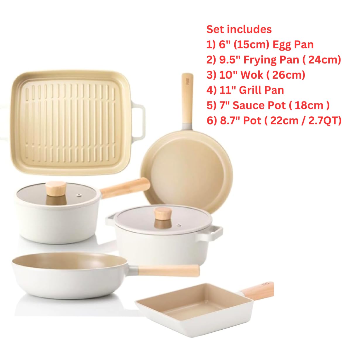 Amazon.com: FIKA Kitchen Essential 8-Piece Cookware Set, Nonstick