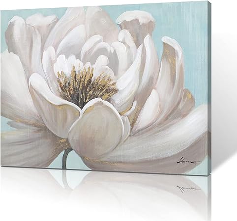 Amazon Com White Lotus Bedroom Wall Art Abstract Flowers Bathroom Pictures For Wall Blue Themed Artwork Living Room Decor Clearance Farmhouse Bathroom Wall Decor 12x16inch Posters Prints