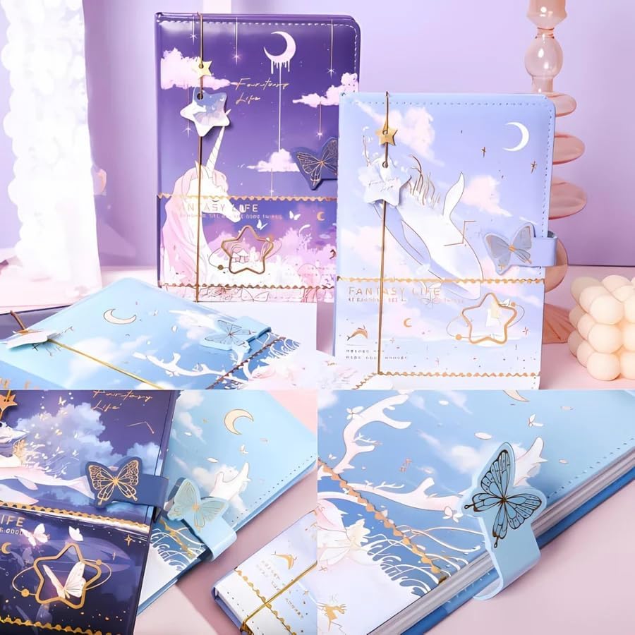 Shivaaro Diary for Girls – Cute Kawaii 3D Journal Notebook with Lock | 80 Pages Writing Diary for Students, School Stationery Gift for Kids (fantasy life s) 2