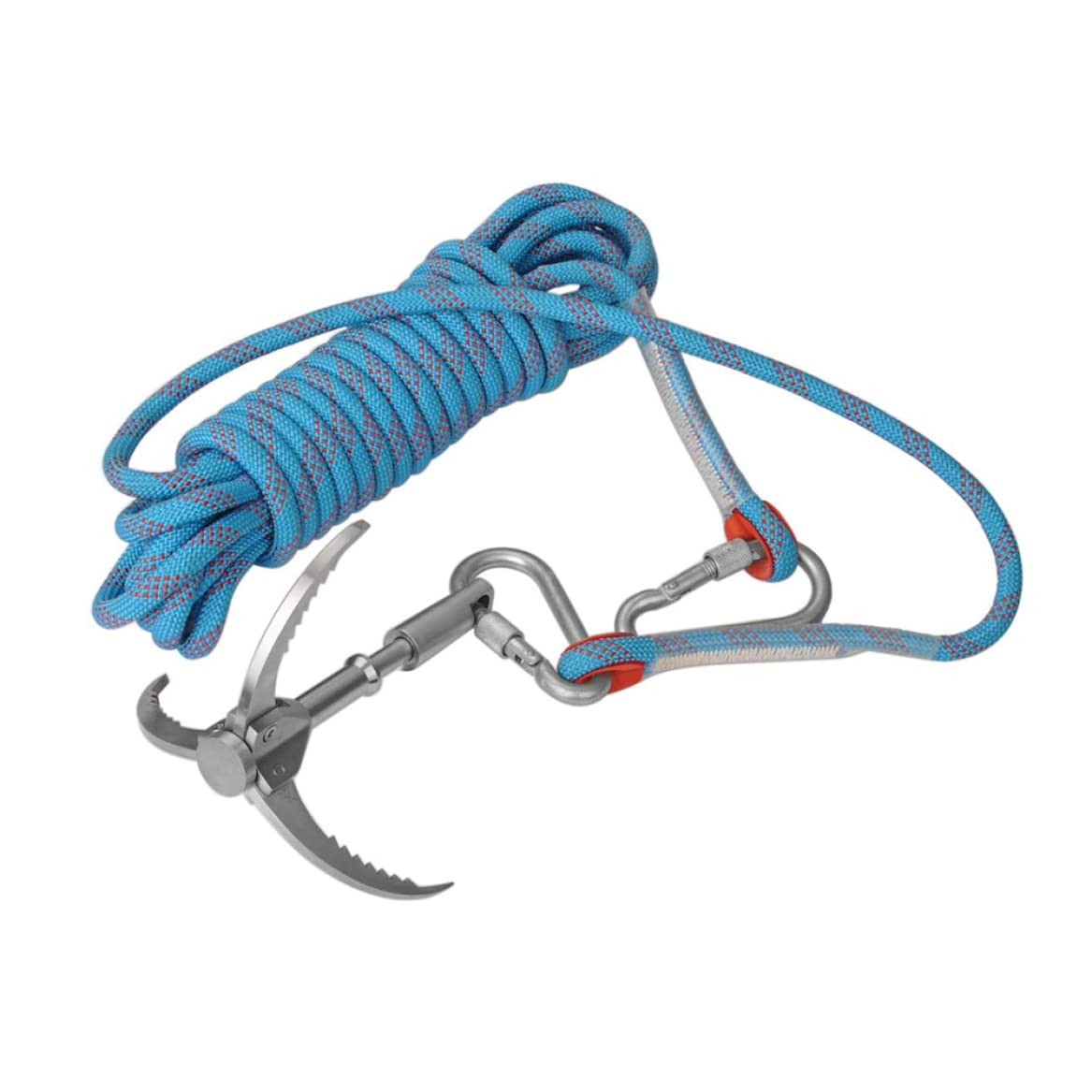 Enterhaken, Edelstahl-Klapp-Enterhaken, Kletterklaue, Überlebenswerkzeug, Ausrüstung für Outdoor-Klettern, Wandern, Taschen-, mit Seil