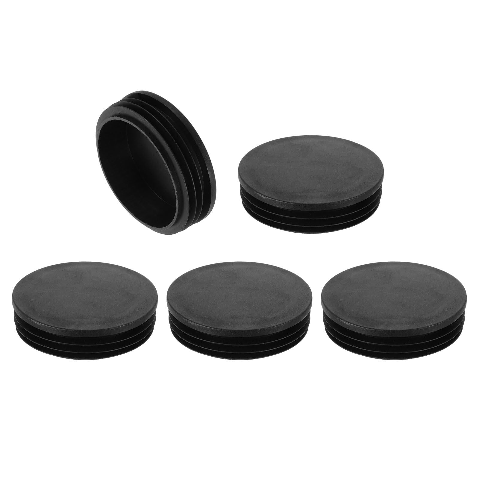 TA-VIGOR 5 Pcs Round Plastic End Caps 100mm(3.94 Inch), Black PE Pipe Plug Inserts for Chair Table Furniture Legs, Glide Floor Protector Tube Caps for Bench Stool Frame, Tubing Pipe End Covers