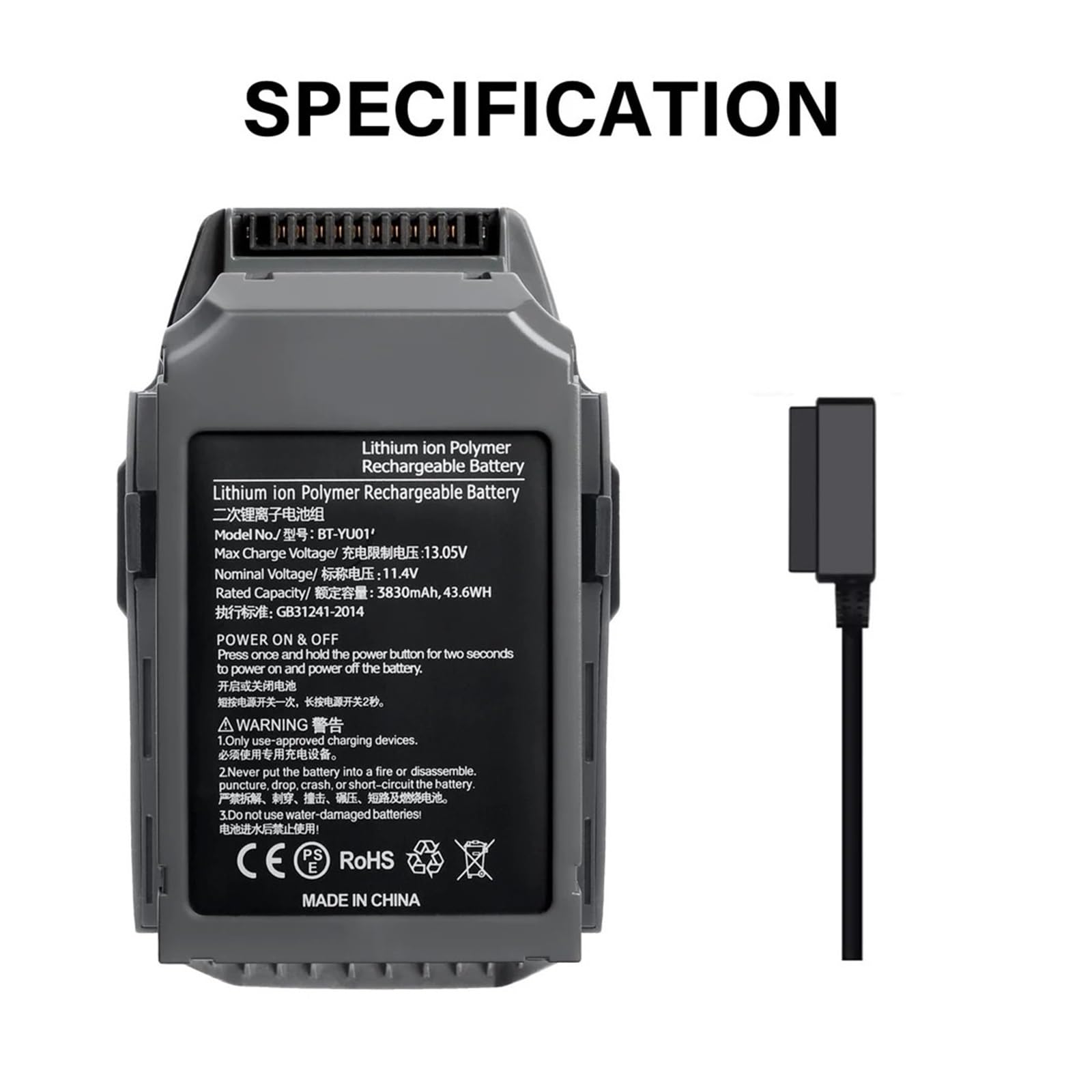 Batteria for drone da 11,4 V 3830 mAh, compatibile con batterie di volo intelligenti DJI Mavic Pro Lipo 3S (bianco/platino),Pezzi di ricambio(For Pro (Platinum))