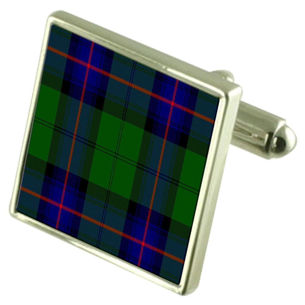 Select Gifts Men's Silver Tartan Clan Armstrong Cufflinks In Engraved Personalised Case