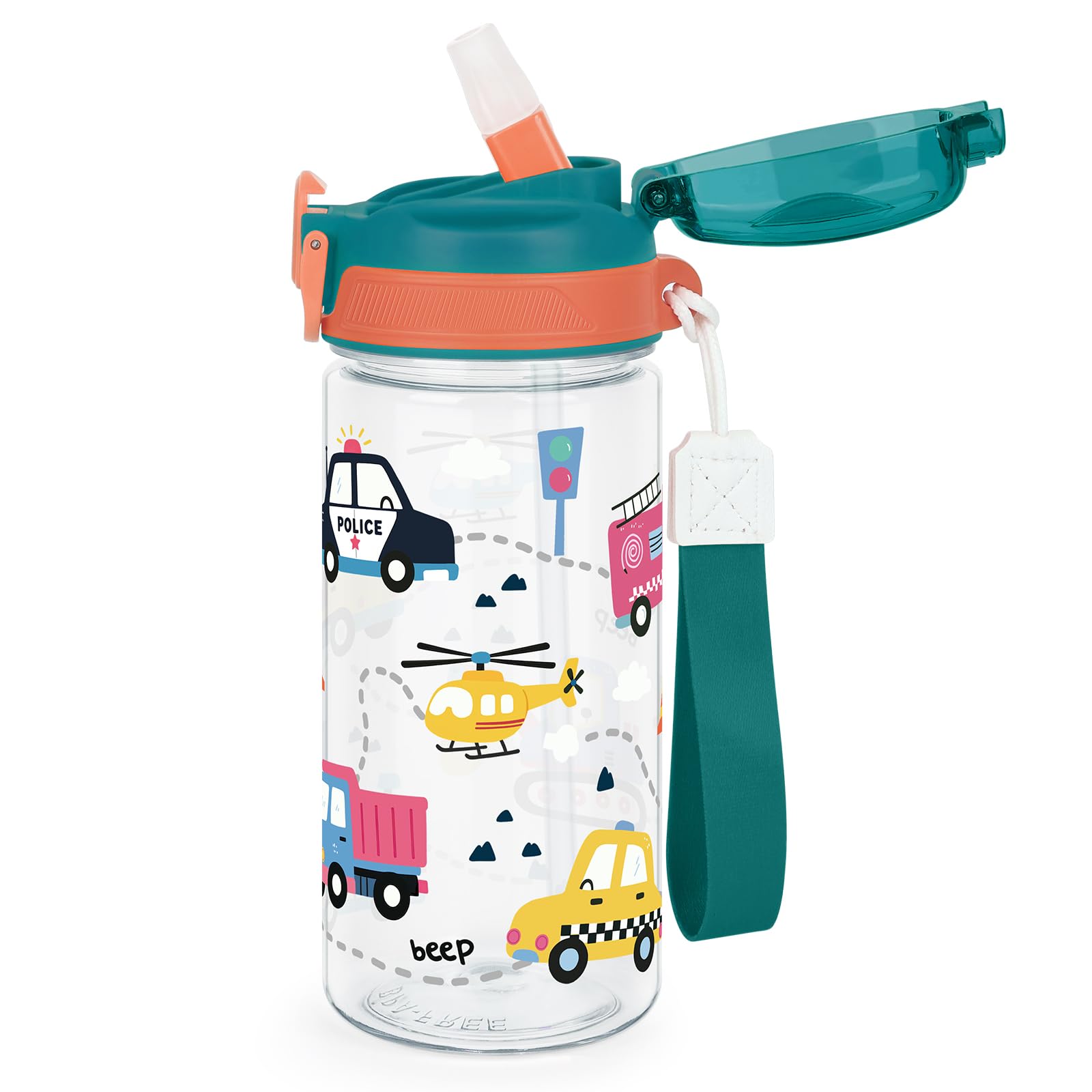 wooshwa Tritan Kids Water Bottle for School, 16 oz Plastic Water Bottle