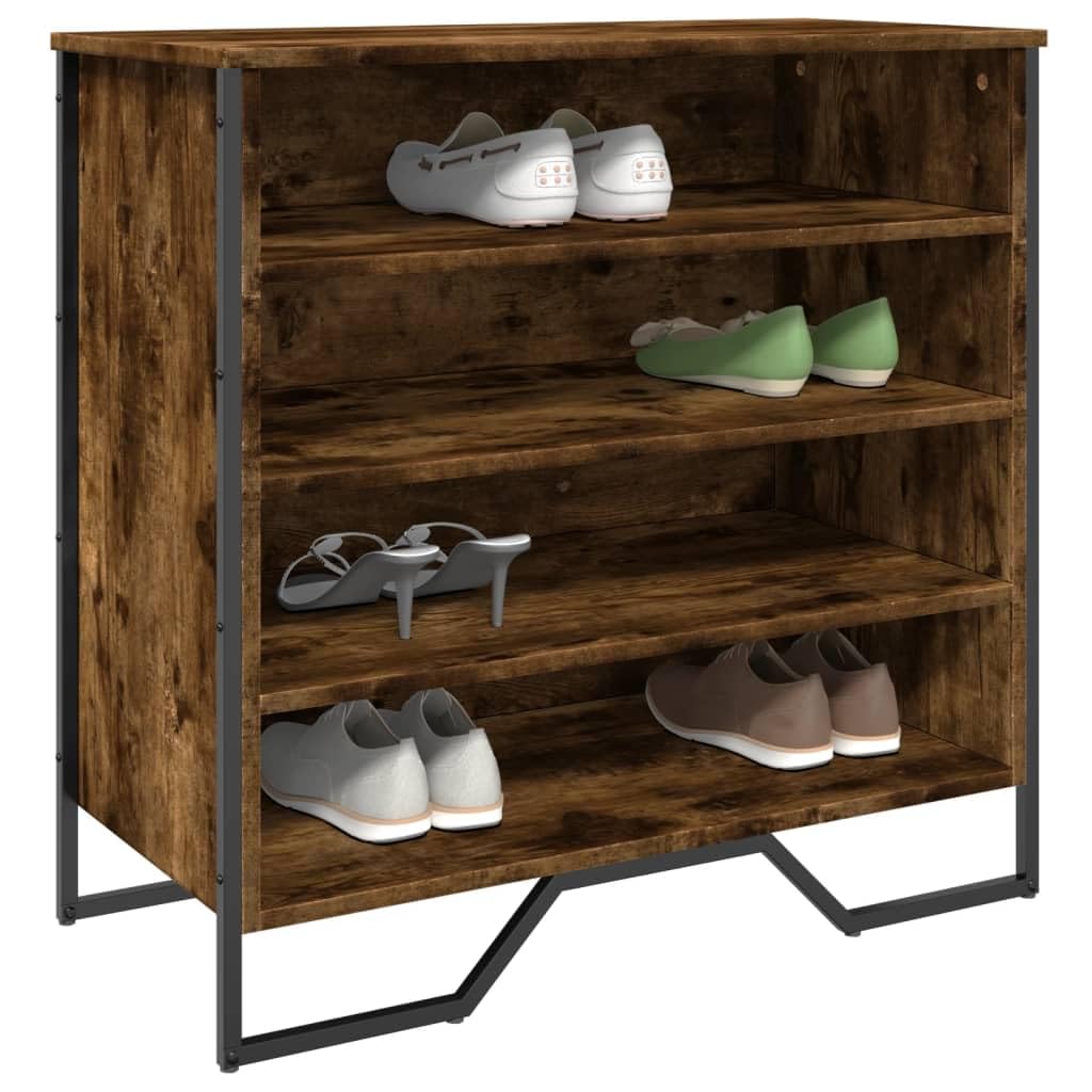 Armoire à chaussures chêne fumé 80cm avec étagères & casiers à chaussures