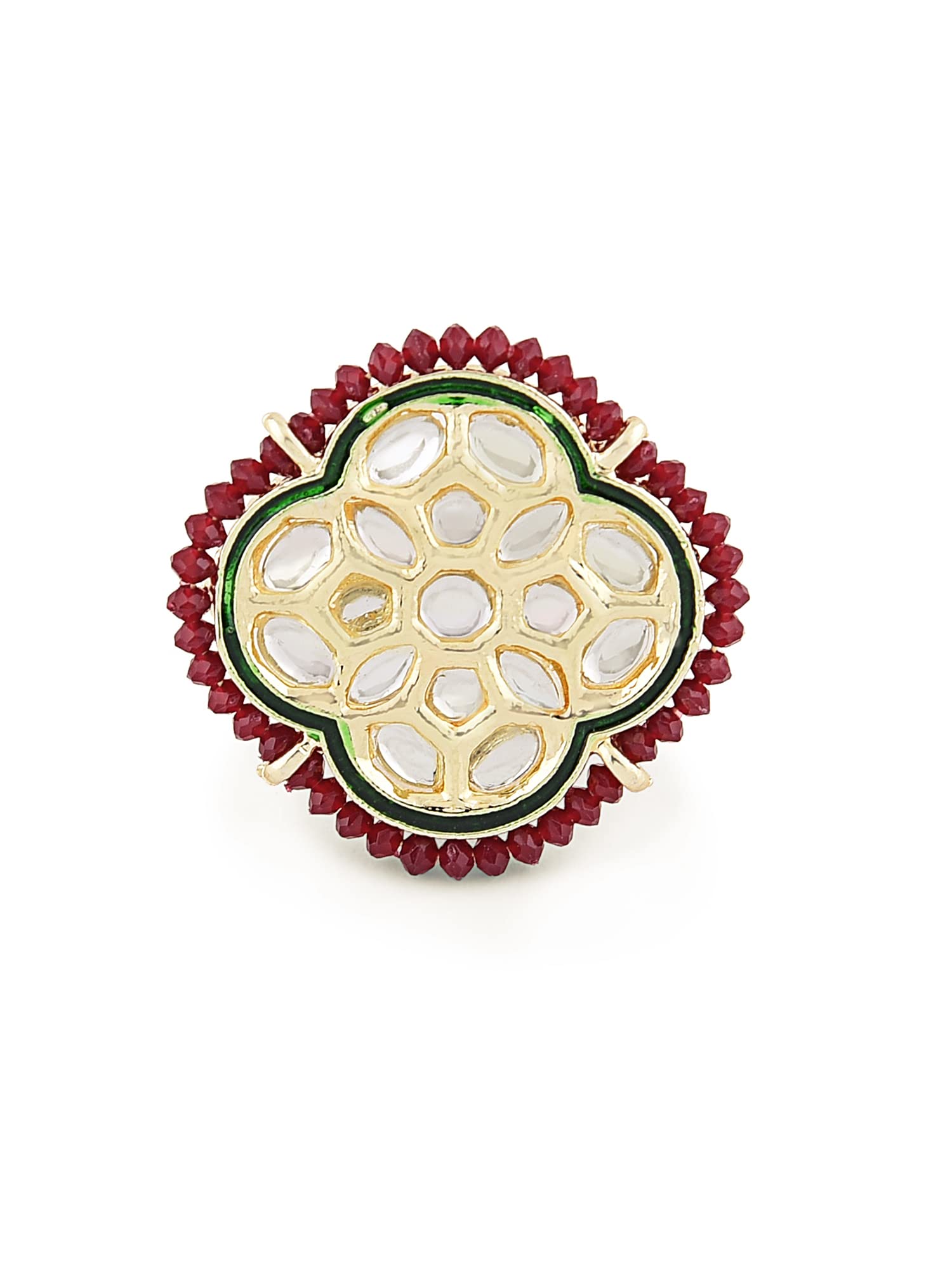 ZAVERI PEARLS Green Meenakari & Pink Crystals Beaded Ethnic Kundan Adjustable Finger Ring For Women-ZPFK11543 (B09NNDF5VT) Amazon Price History, Amazon Price Tracker