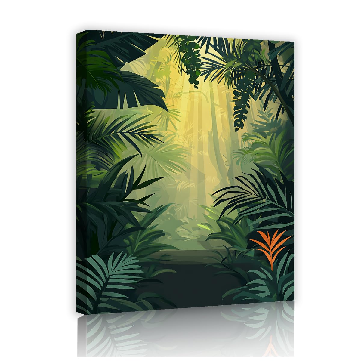 YUNART Las deszczowy świetny wystrój sztuka ścienna botaniczny las deszczowy oprawione zielone liście do salonu nowoczesna sztuka do sypialni 70x90cm rama wewnętrzna
