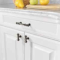 Vista 2 de Asidrama Paquete de 10 manijas de gabinete de cocina de latón cepillado envejecido de 3 pulgadas (2.992 in), tiradores de gabinete, accesorios