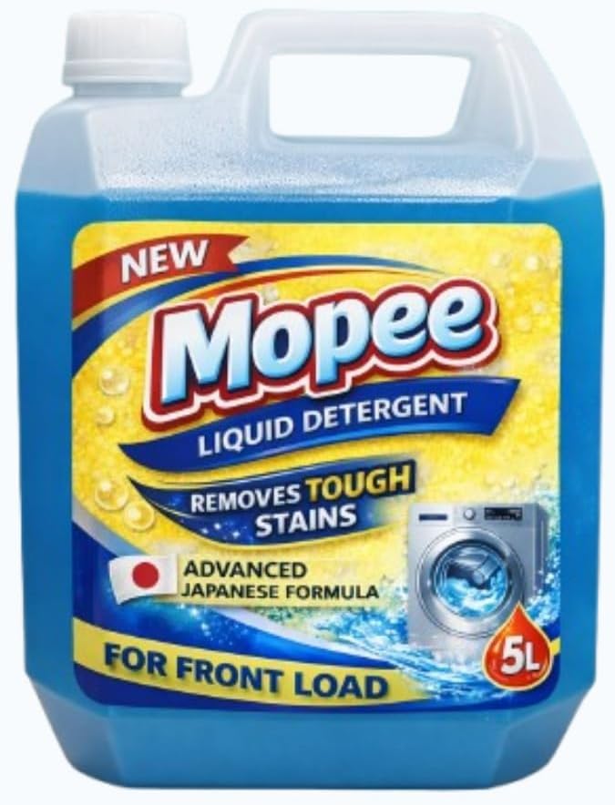 Mopee Detergent Liquid Matic - For Front Load Machines | Designed for Dirt removal in Washing Machine for all kinds of clothes | Advanced Japanese Formula | Aqua Frangrance - Super Saver Pack | 5L