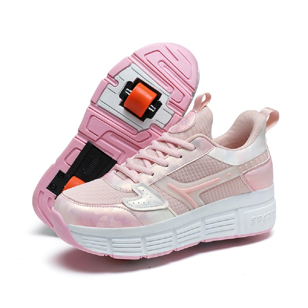 Enfants Chaussures à roulettes de Multisports Outdoor Gymnastique Sneaker Automatiques Rétractables Skateboard Baskets Garçon Fille Mode Cadeaux