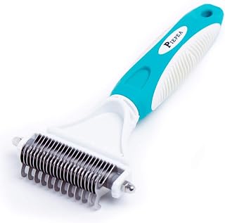 Piepea Pet Dematting Comb for Dogs & Cats, 23+12 Teeth Double Sided Professional Grooming Rake, Shedding Brush Rake, Dematting Tool to Remove Undercoat Knots, Mats & Tangles
