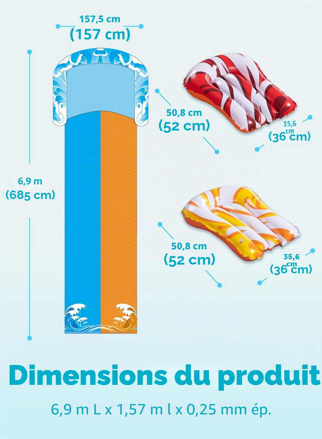 JOYIN 685 cm Toboggan Aquatique avec 2 bodyboards, Toboggan d'eau pour pelouse avec arroseur intégré, Jouet d'été pour Enfants et Adultes, Amusement en Plein air dans Le Jardin