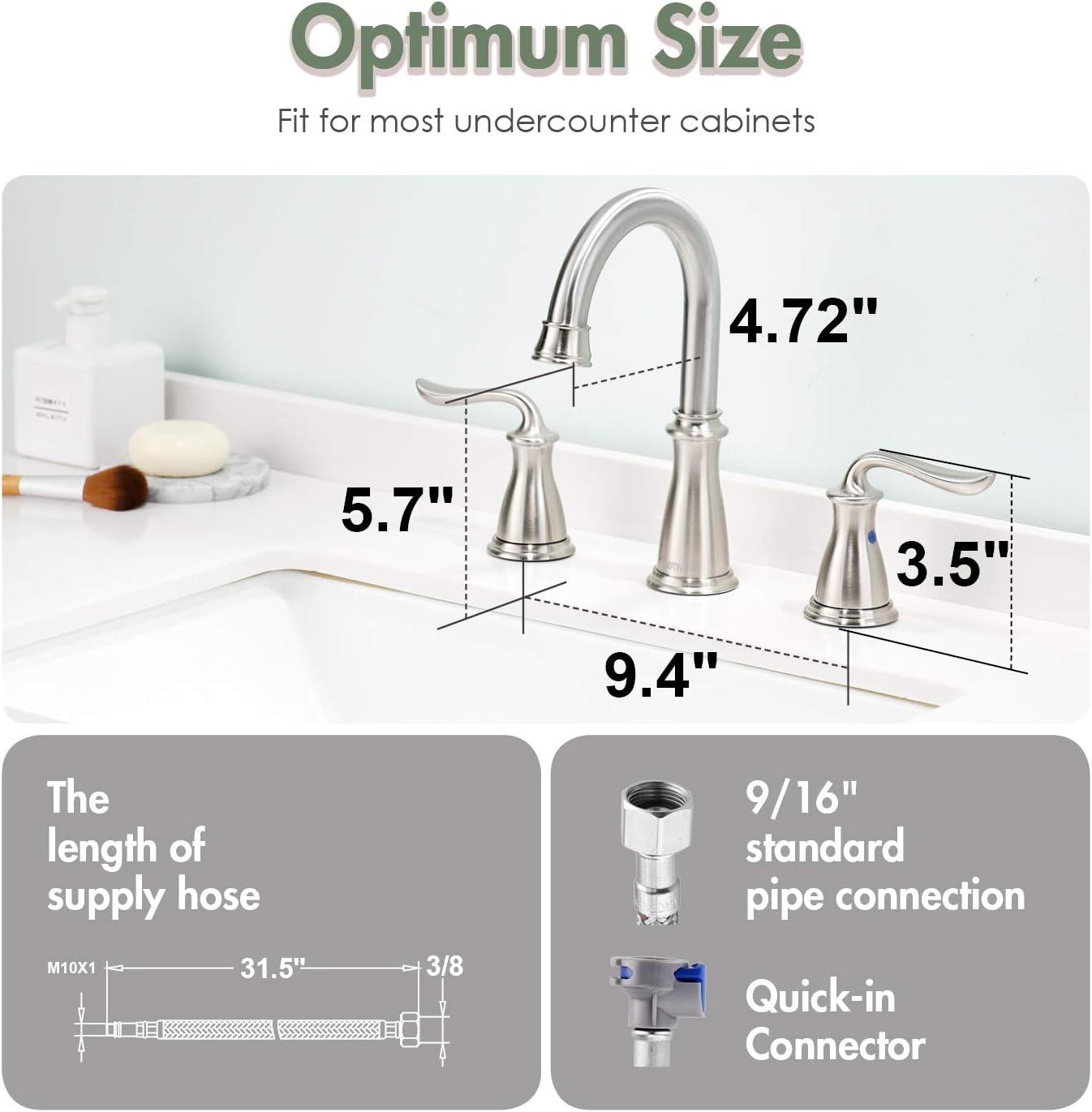 Buy 3 Holes Widespread Bathroom Sink Faucet Brushed Nickel