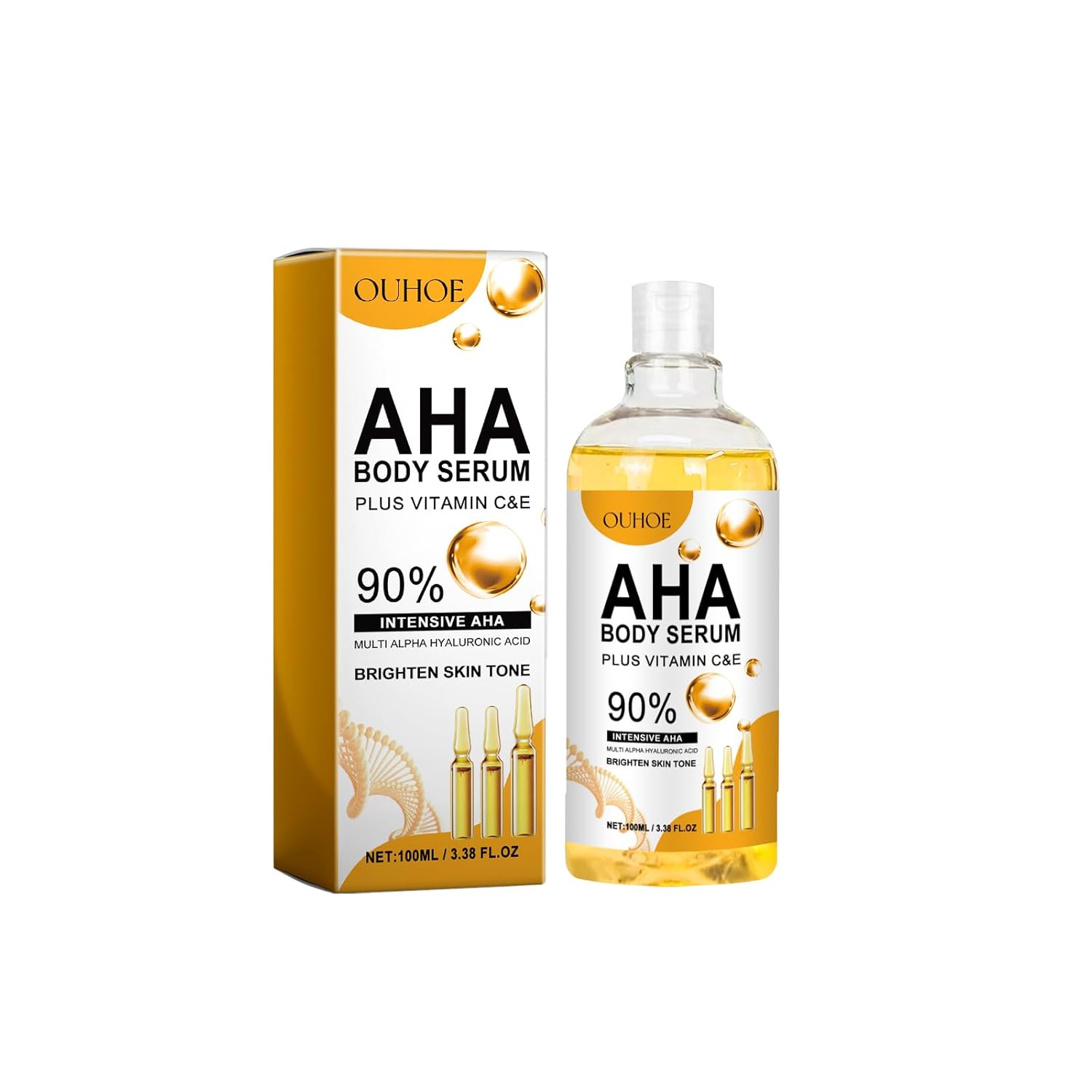 Vitamin C & E Body Serum with Hyaluronic Acid - Brightening & Hydrating Skin Treatment for Even Tone & Glow - Lightweight, Fast-Absorbing Formula - 3.38 Fl Oz