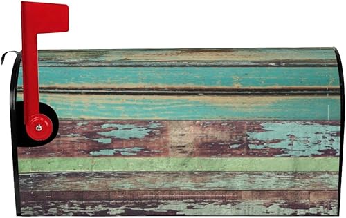Funda magnética para buzón de madera antigua, textura de madera vintage de 21 x 18 pulgadas, funda de buzón de tamaño estándar para decoración
