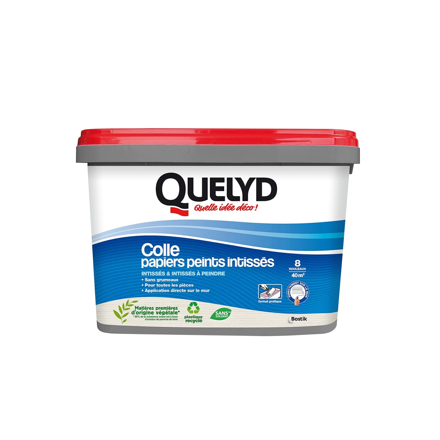 Quelyd Colle Papiers Peints Intissés en Pâte – Toutes Pièces - Application Directement Au Mur – Prête à l'Emploi – Sans Solvant – Seau de 5 kg